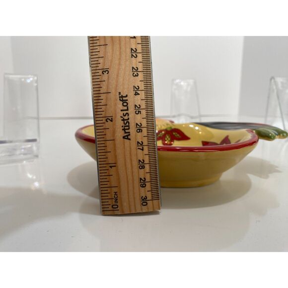 Set of 4 Maxcera Rooster Hand Painted Floral Design Decorative Dishes/Bowls - Picture 12 of 14